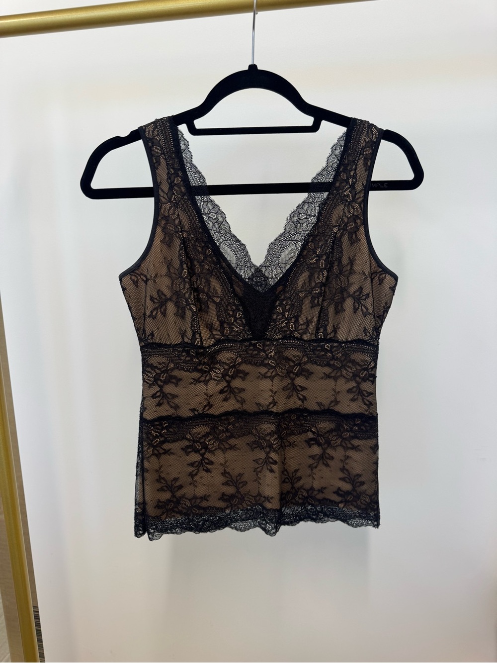 Vintage Soma Black Lace V-Neck Camisole Top